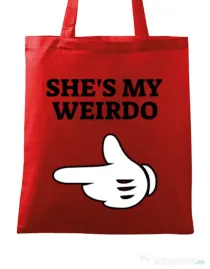 Sacosa din panza She's my weirdo Rosu
