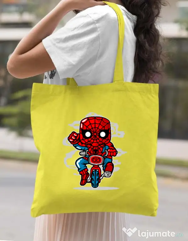 Sacosa din panza Spidey Minibike Galben