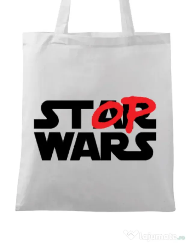 Sacosa din panza Stop wars Alb