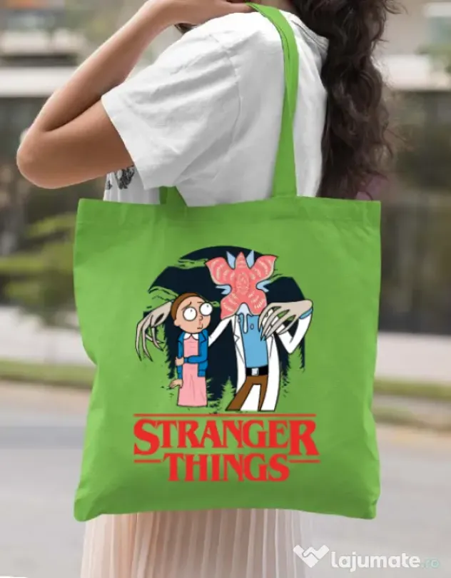 Sacosa din panza Stranger Ricks Verde mar