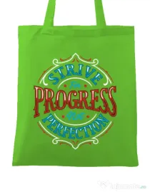 Sacosa din panza Strive For Progress Not Perfection Verde mar