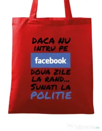 Sacosa din panza Sunati la politie Rosu