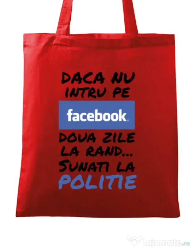 Sacosa din panza Sunati la politie Rosu