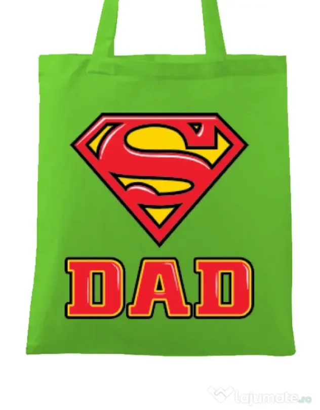 Sacosa din panza Super Dad Verde mar