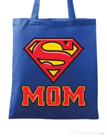 Sacosa din panza Super mom Albastru regal