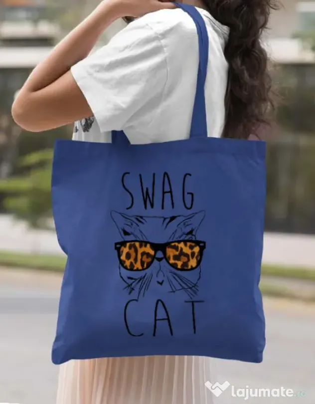 Sacosa din panza Swag cat Albastru regal