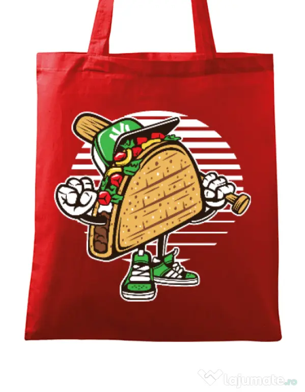 Sacosa din panza Taco Rosu