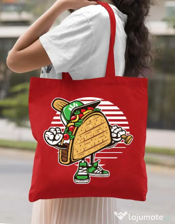Sacosa din panza Taco Rosu