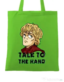 Sacosa din panza Talk to the hand Verde mar