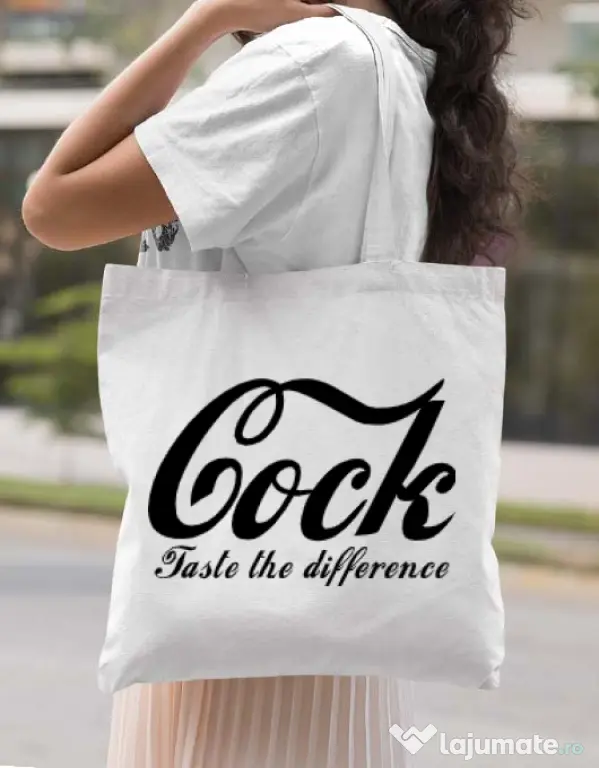Sacosa din panza Taste the difference Alb