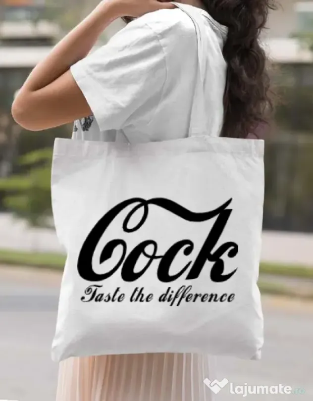 Sacosa din panza Taste the difference Alb