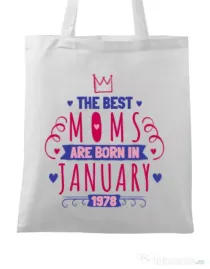 Sacosa din panza The best moms January Alb