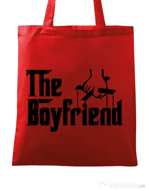 Sacosa din panza The boyfriend Rosu
