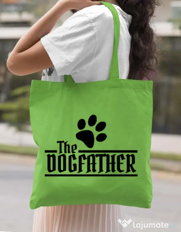 Sacosa din panza The dogfather Verde mar