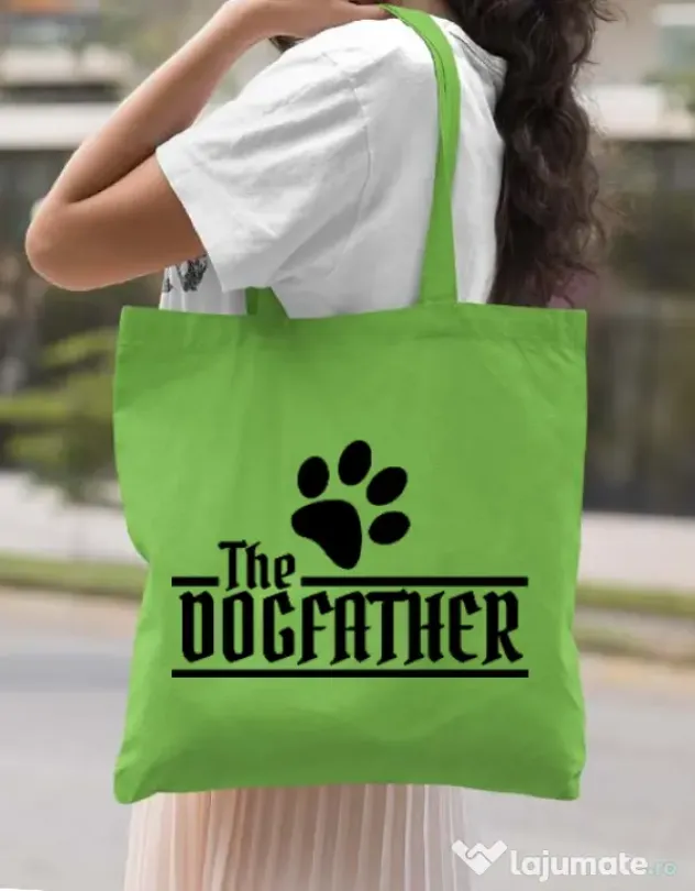 Sacosa din panza The dogfather Verde mar