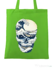 Sacosa din panza The Great Wave off Skull Verde mar