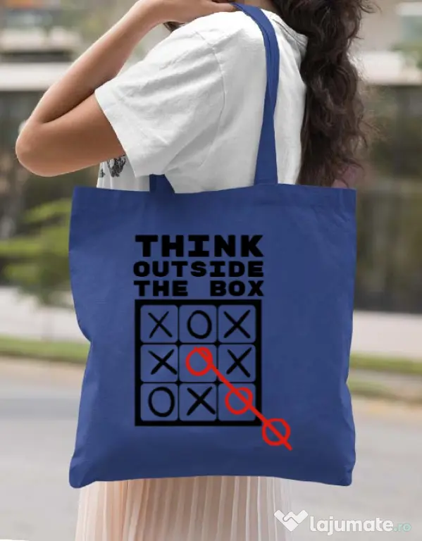 Sacosa din panza Think outside the box Albastru regal