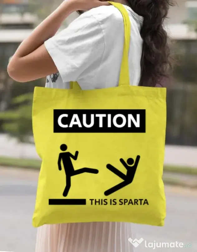 Sacosa din panza This is Sparta Galben