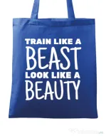 Sacosa din panza Train like a beast Albastru regal