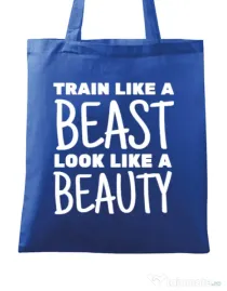 Sacosa din panza Train like a beast Albastru regal