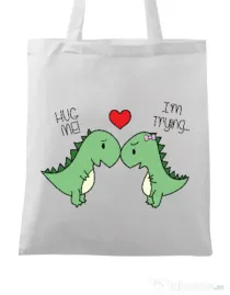 Sacosa din panza Trex love Alb