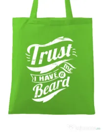Sacosa din panza Trust me, I have a beard Verde mar