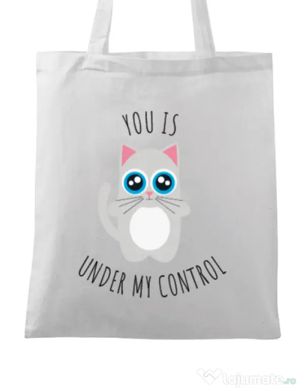 Sacosa din panza Under my control Alb