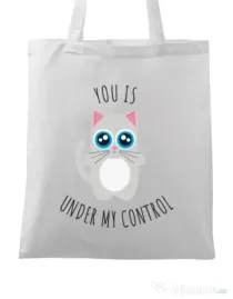 Sacosa din panza Under my control Alb