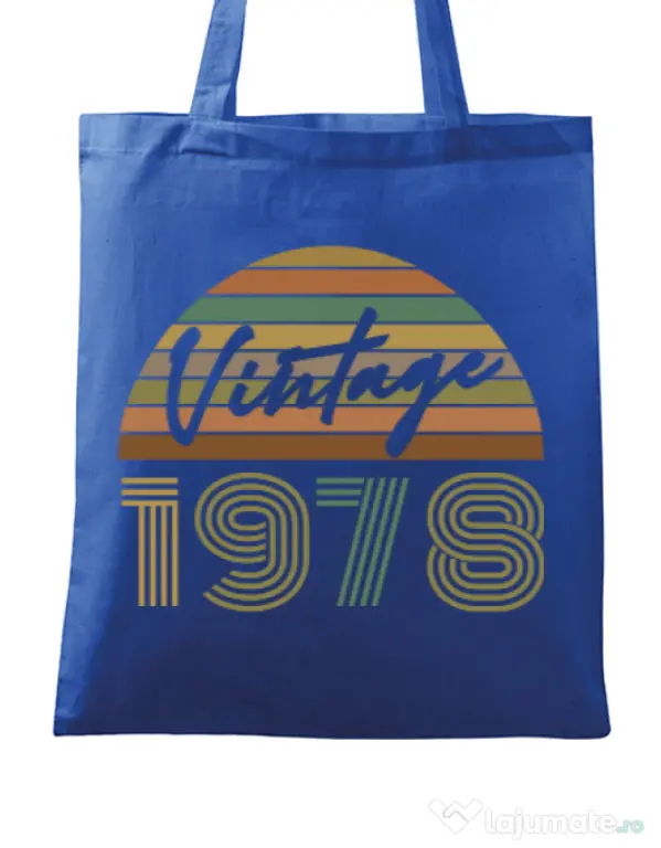 Sacosa din panza Vintage 1978 Albastru regal