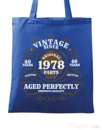 Sacosa din panza Vintage since Albastru regal