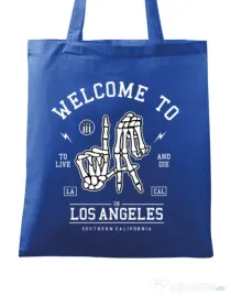 Sacosa din panza Welcome To L.A Albastru regal