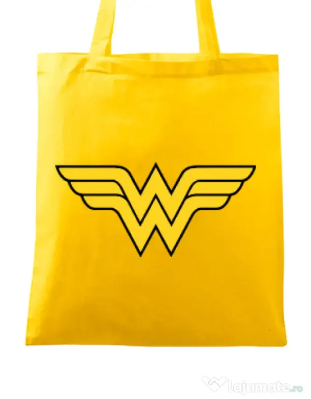 Sacosa din panza Wonder woman Galben
