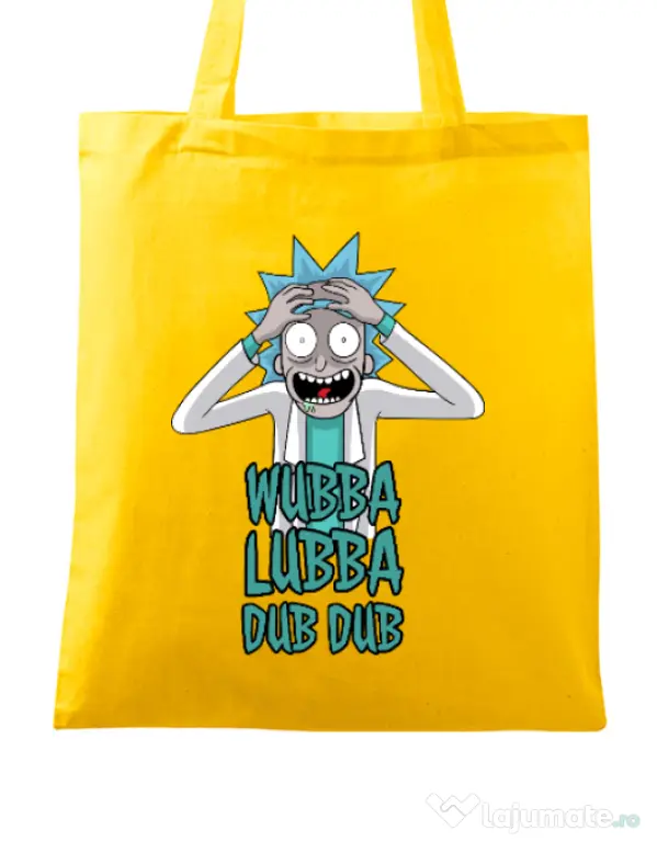 Sacosa din panza Wubba Lubba Dub Dub Galben