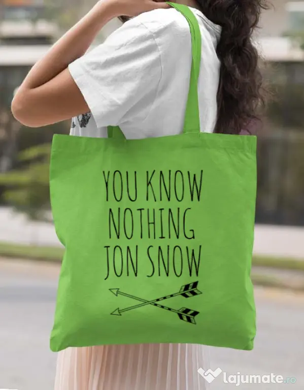 Sacosa din panza You know nothing Verde mar