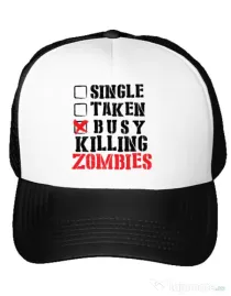 Sapca personalizata Busy killing zombies Alb