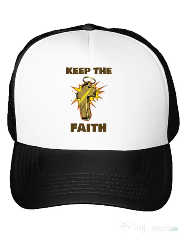 Sapca personalizata Keep the Faith Alb