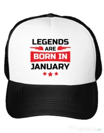 Sapca personalizata Legends are born in January Alb