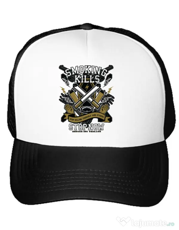 Sapca personalizata Smoking Kills Alb
