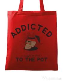 Sacosa din panza Addicted to the pot Rosu