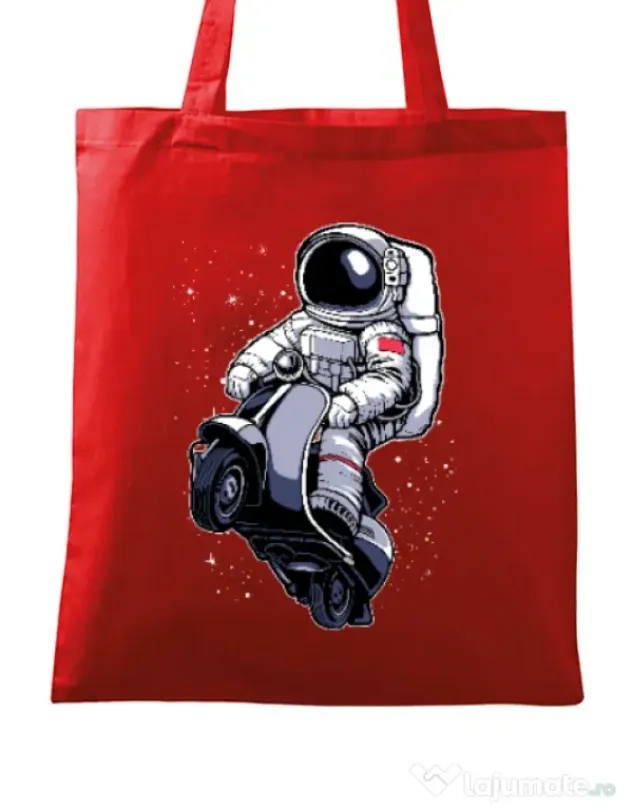 Sacosa din panza Astronaut scooter Rosu