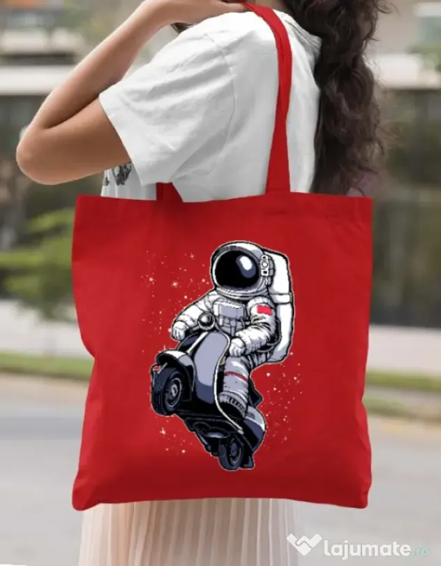 Sacosa din panza Astronaut scooter Rosu