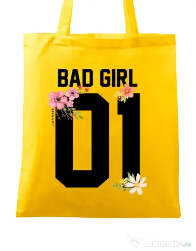 Sacosa din panza Bad girl Galben