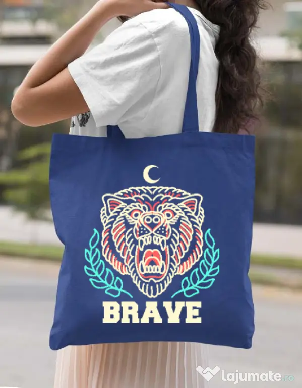Sacosa din panza Brave Albastru regal