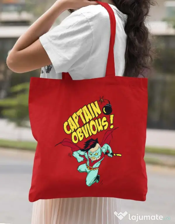 Sacosa din panza Captain obvious Rosu