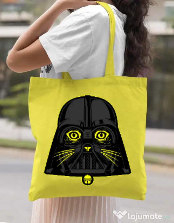 Sacosa din panza Cat Vader Galben