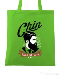 Sacosa din panza Chin full of win Verde mar
