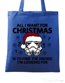 Sacosa din panza Christmas Trooper Albastru regal