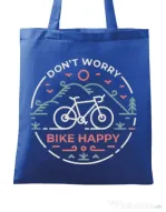 Sacosa din panza Don't worry bike happy Albastru regal