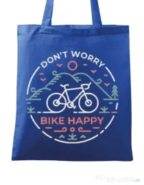 Sacosa din panza Don't worry bike happy Albastru regal