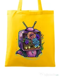 Sacosa din panza Flower television Galben